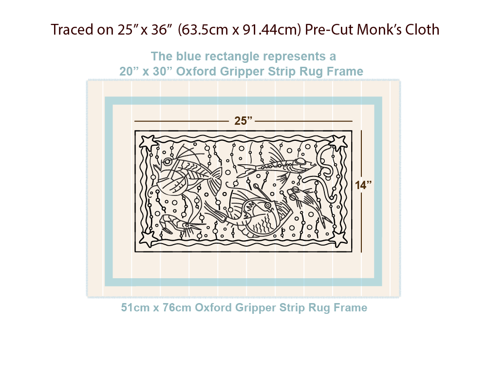 Deep Sea Starlight Rug - 14" x 25" punch needle pattern