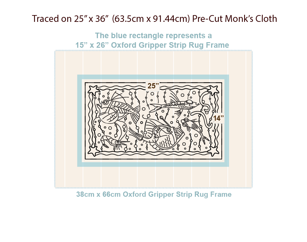Deep Sea Starlight Rug - 14" x 25" punch needle pattern