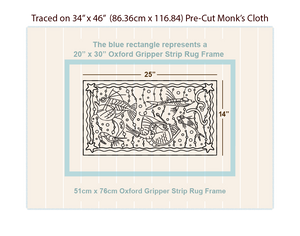 Deep Sea Starlight Rug - 14" x 25" punch needle pattern