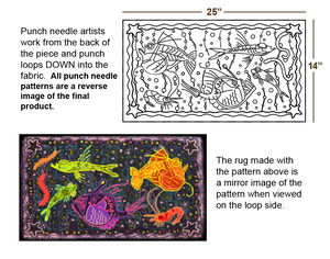 Deep Sea Starlight Rug - 14" x 25" punch needle pattern