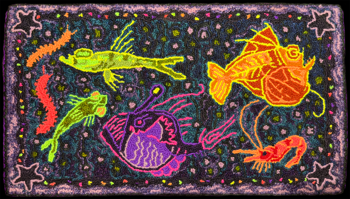 Deep Sea Starlight Rug - 14" x 25" punch needle pattern