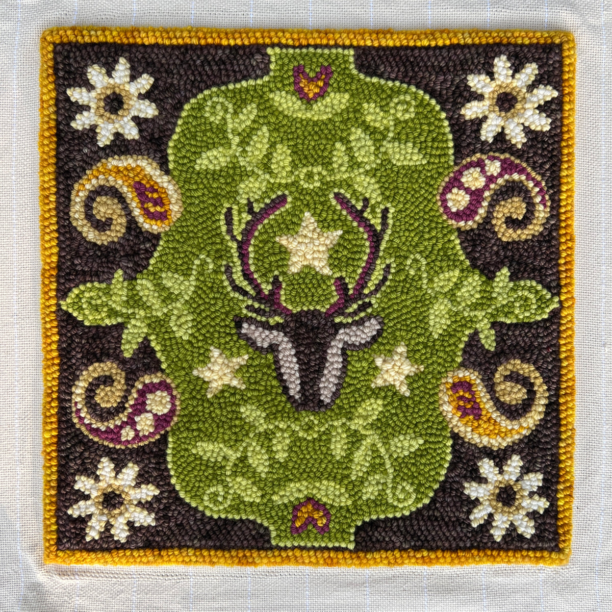 Twilight Deer Garden – Pillow or Chair Pad Traced Pattern