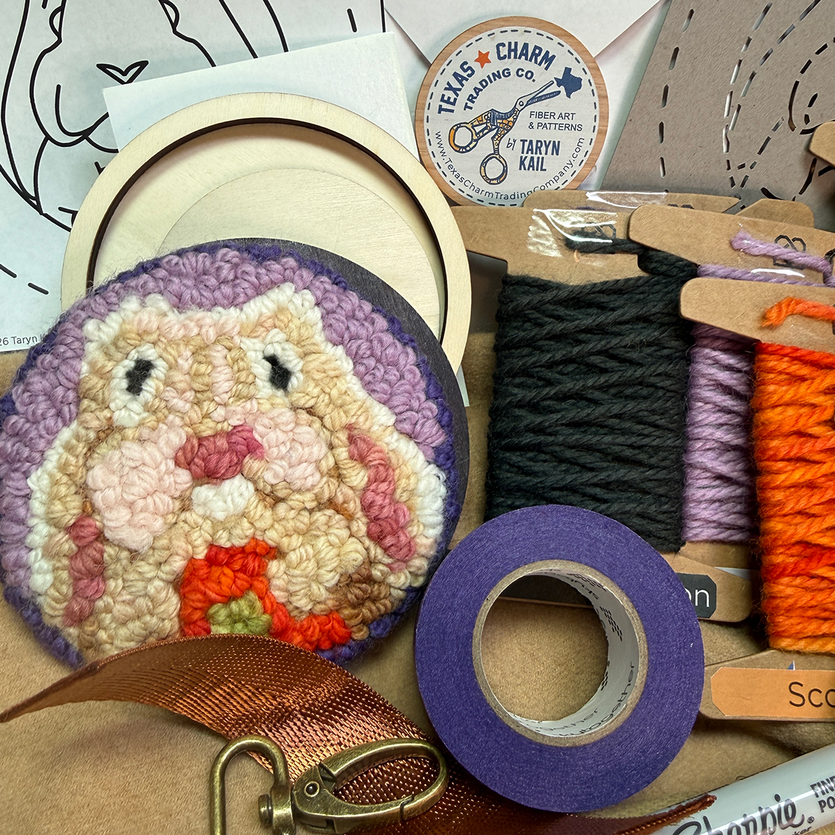 Rabbit Punch Needle Bag Charm Kit