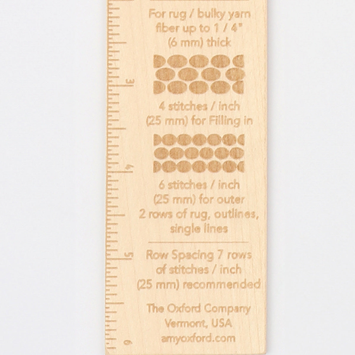 Oxford  Wooden Stitch Gauge for Punch Needle Rug Hooking