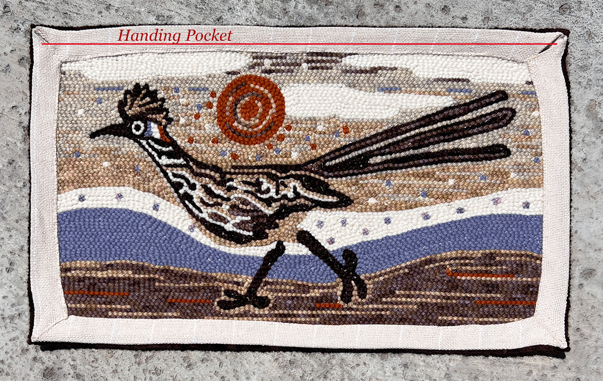 "Hill Country Roadrunner at Sunset" 14" x 24" Framed Wool Rug by Taryn Kail